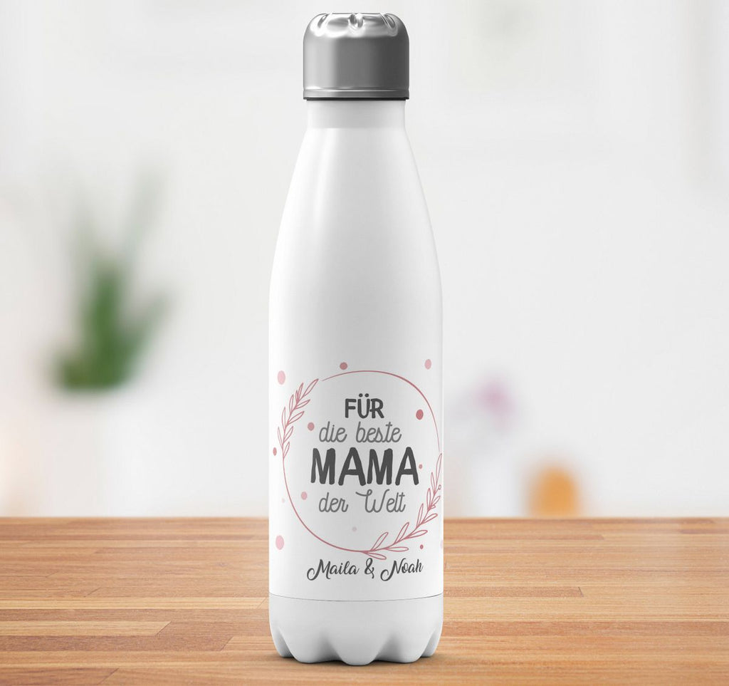 Thermo Trinkflasche Für die beste Mama der Welt mit Wunschname - von Mikalino