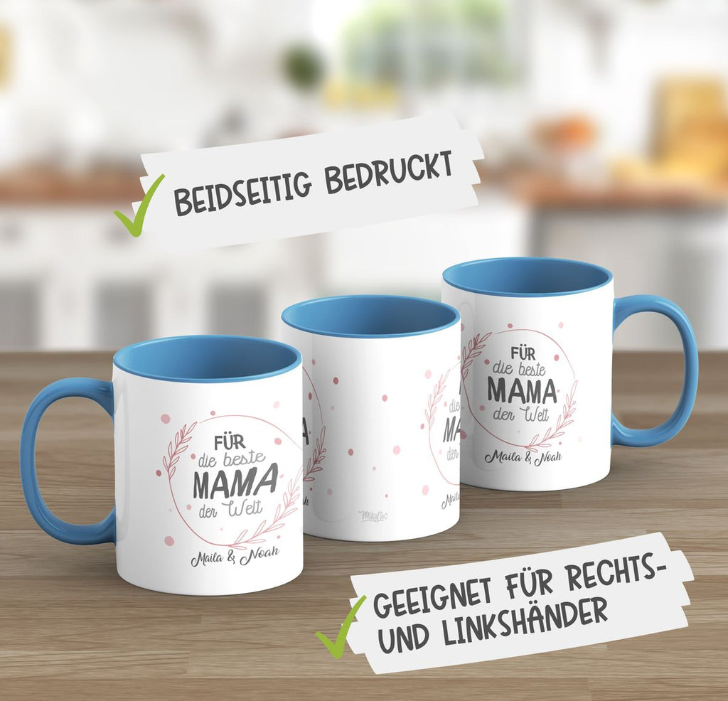 Keramik Tasse Für die beste Mama der Welt mit Wunschname - von Mikalino