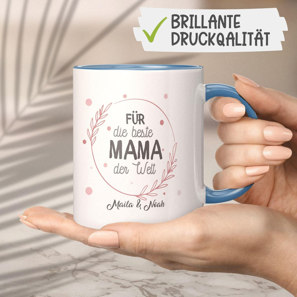 Keramik Tasse Für die beste Mama der Welt mit Wunschname - von Mikalino