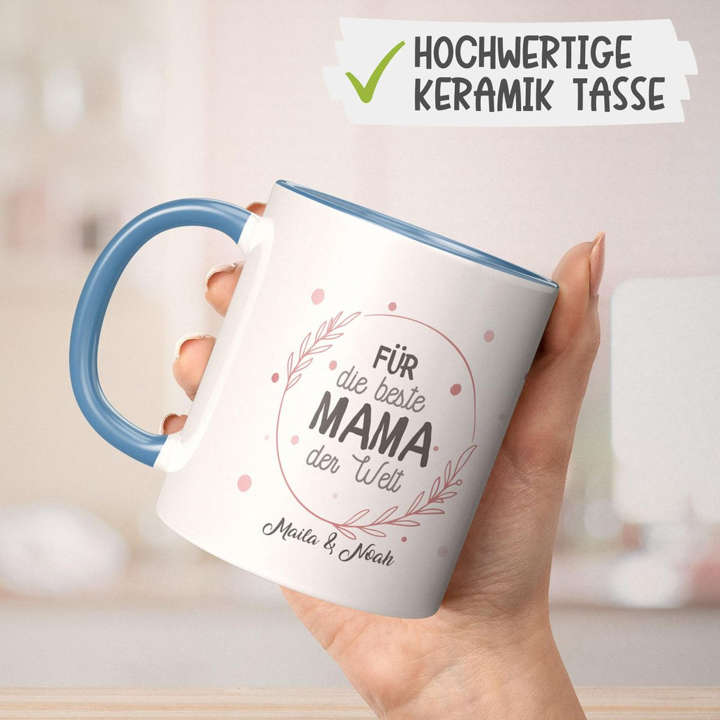 Keramik Tasse Für die beste Mama der Welt mit Wunschname - von Mikalino