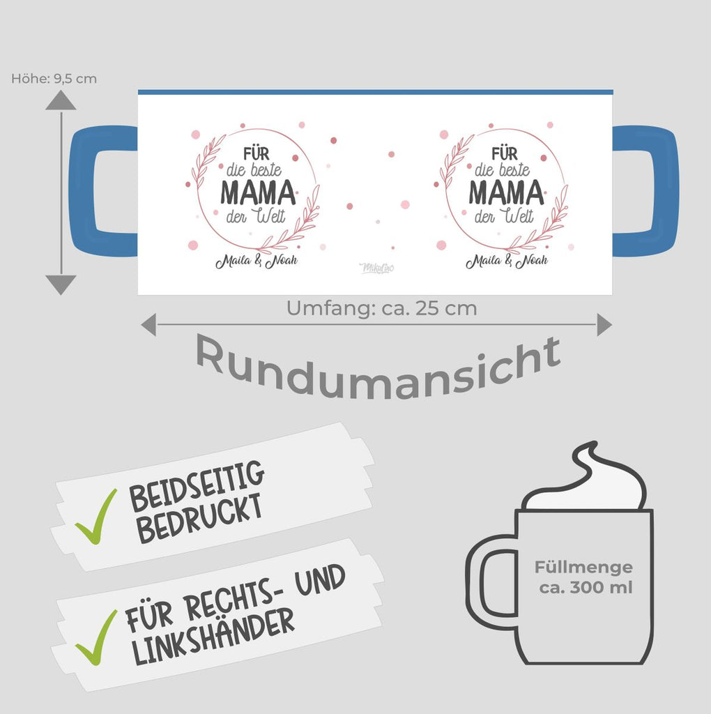 Keramik Tasse Für die beste Mama der Welt mit Wunschname - von Mikalino