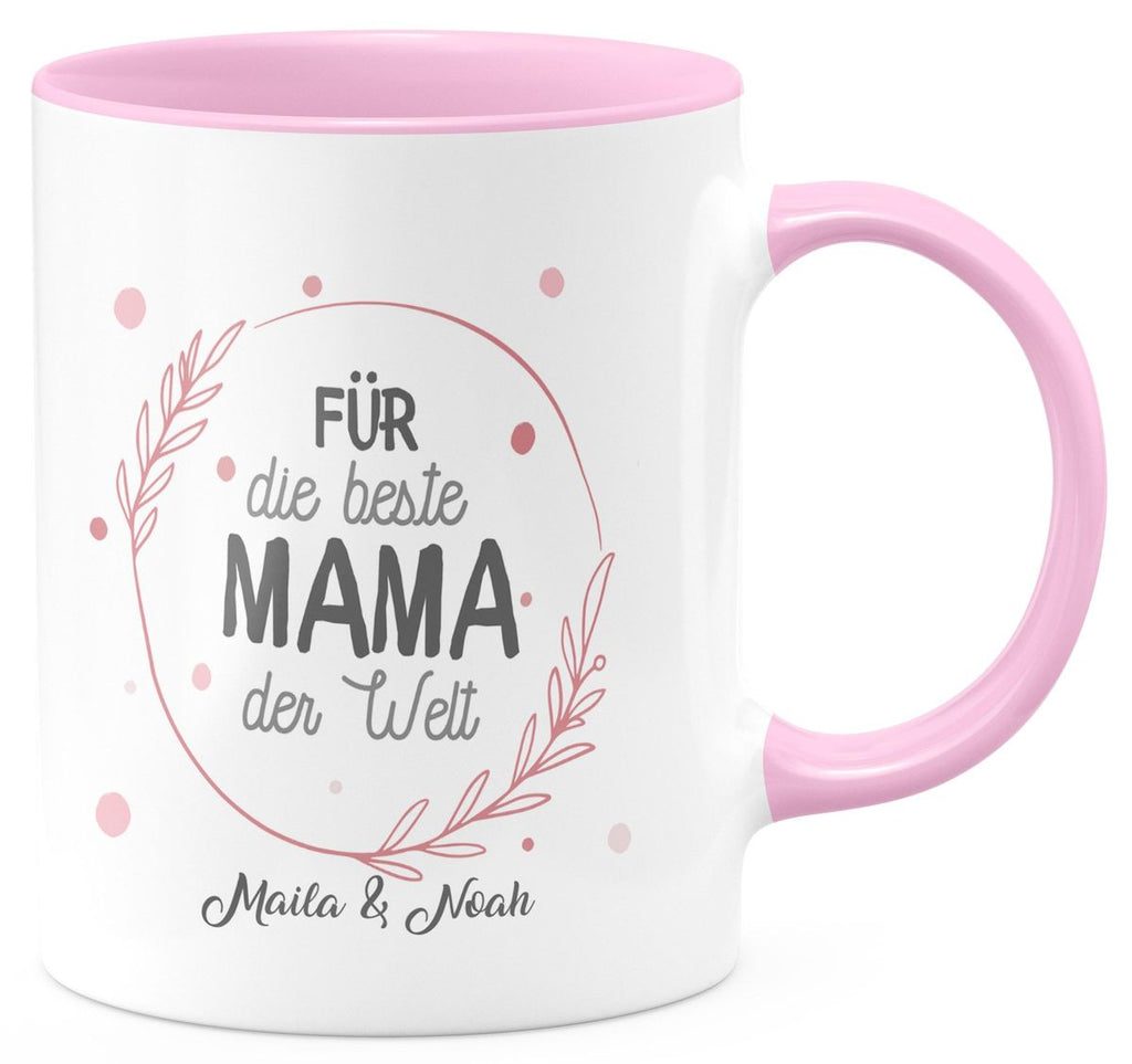 Keramik Tasse Für die beste Mama der Welt mit Wunschname - von Mikalino