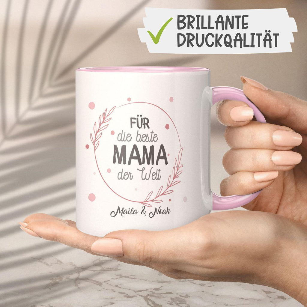 Keramik Tasse Für die beste Mama der Welt mit Wunschname - von Mikalino