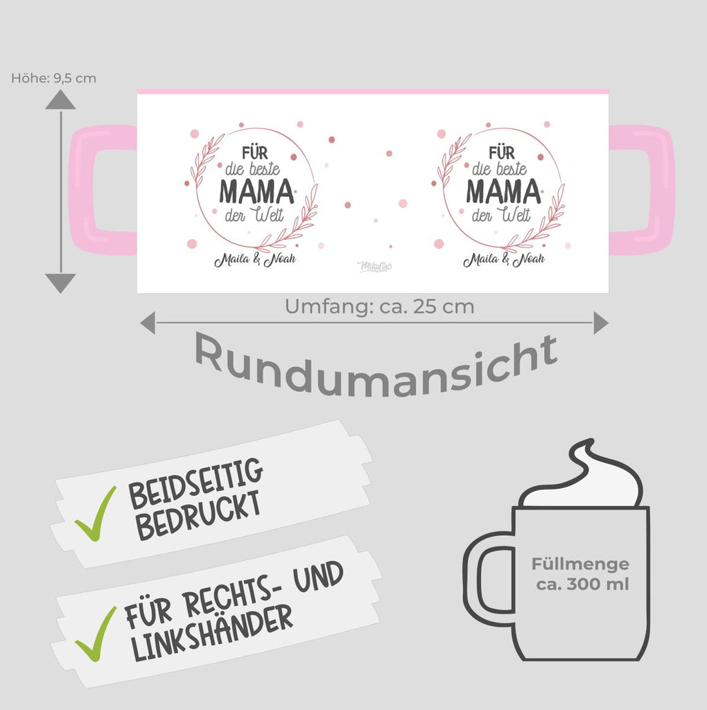 Keramik Tasse Für die beste Mama der Welt mit Wunschname - von Mikalino