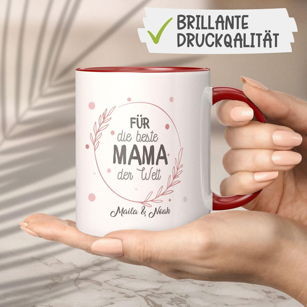 Keramik Tasse Für die beste Mama der Welt mit Wunschname - von Mikalino