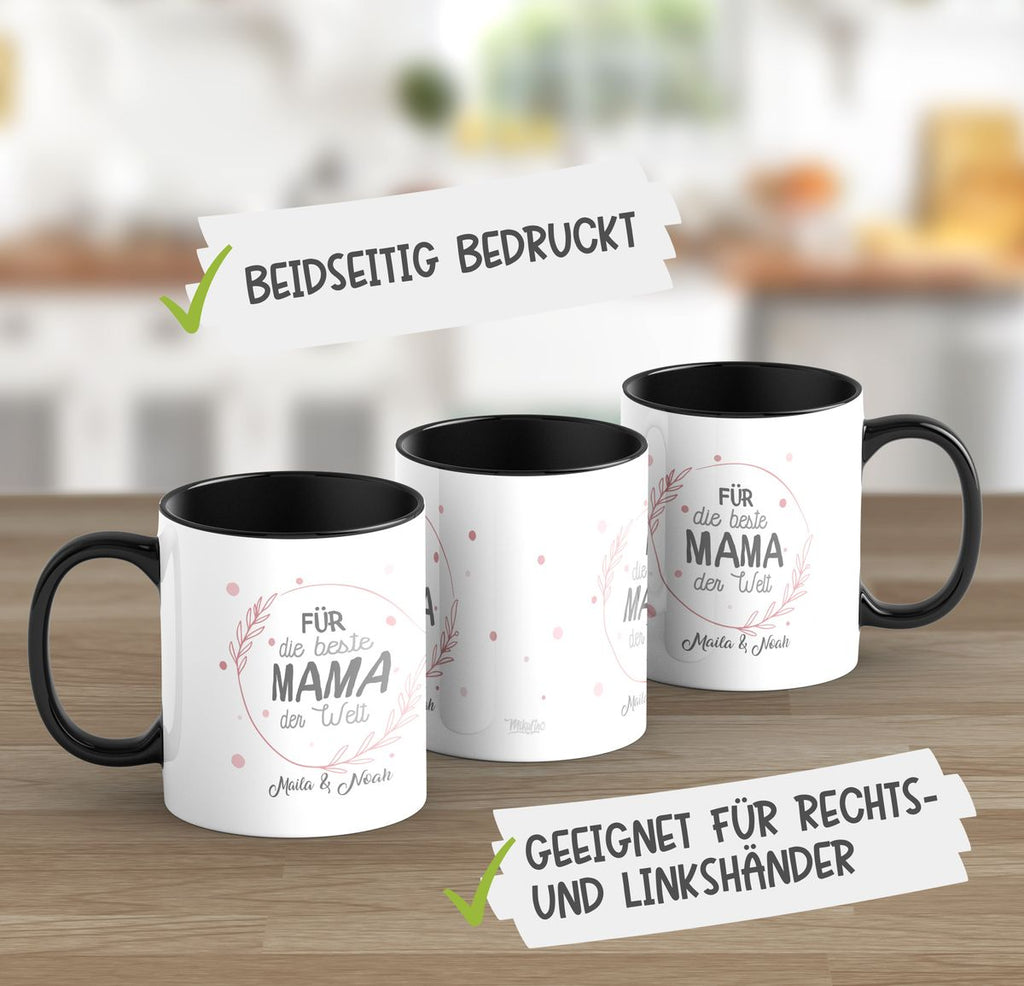 Keramik Tasse Für die beste Mama der Welt mit Wunschname - von Mikalino