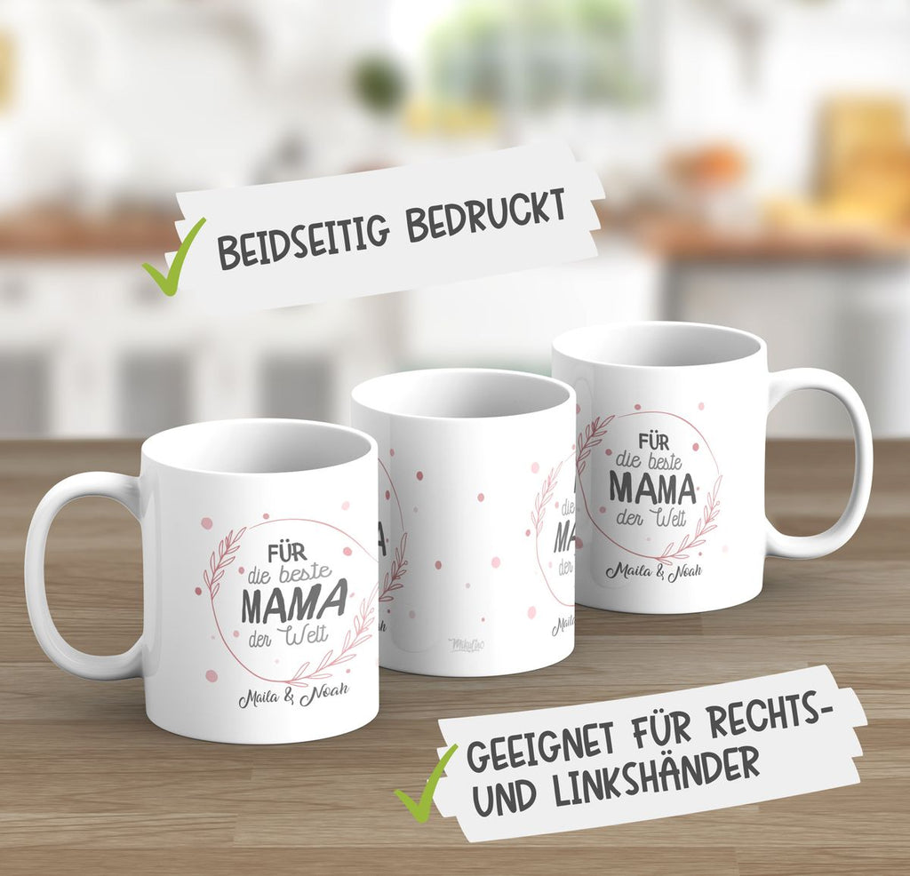 Keramik Tasse Für die beste Mama der Welt mit Wunschname - von Mikalino