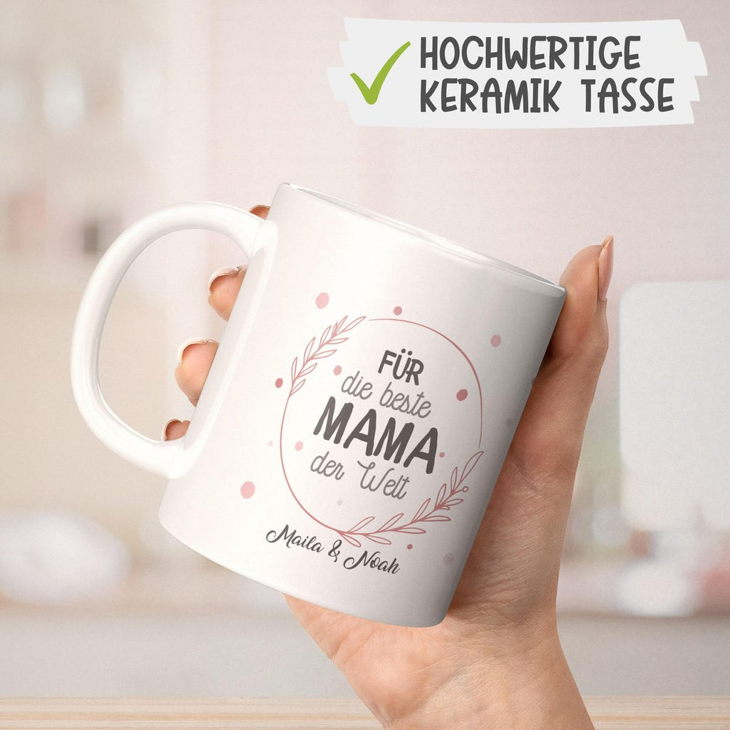 Keramik Tasse Für die beste Mama der Welt mit Wunschname - von Mikalino