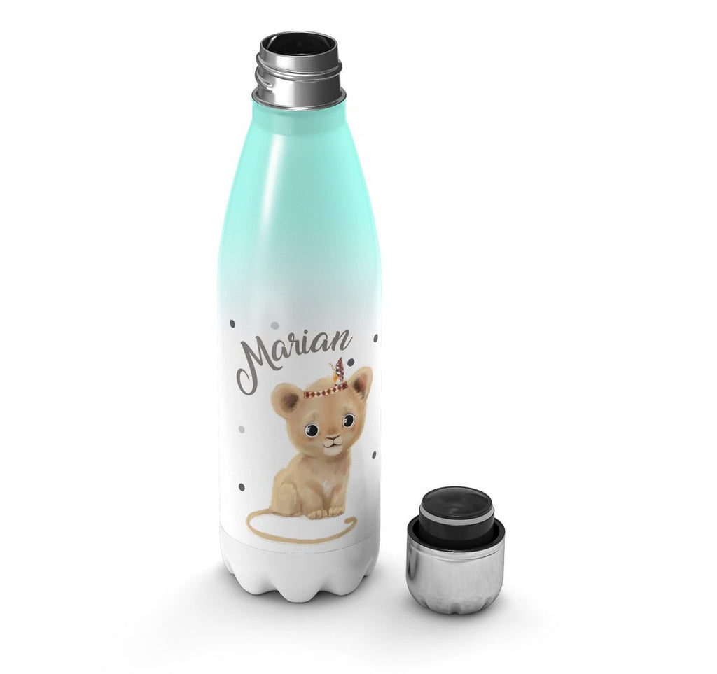 Thermo Trinkflasche Baby Löwe mit Namen - von Mikalino