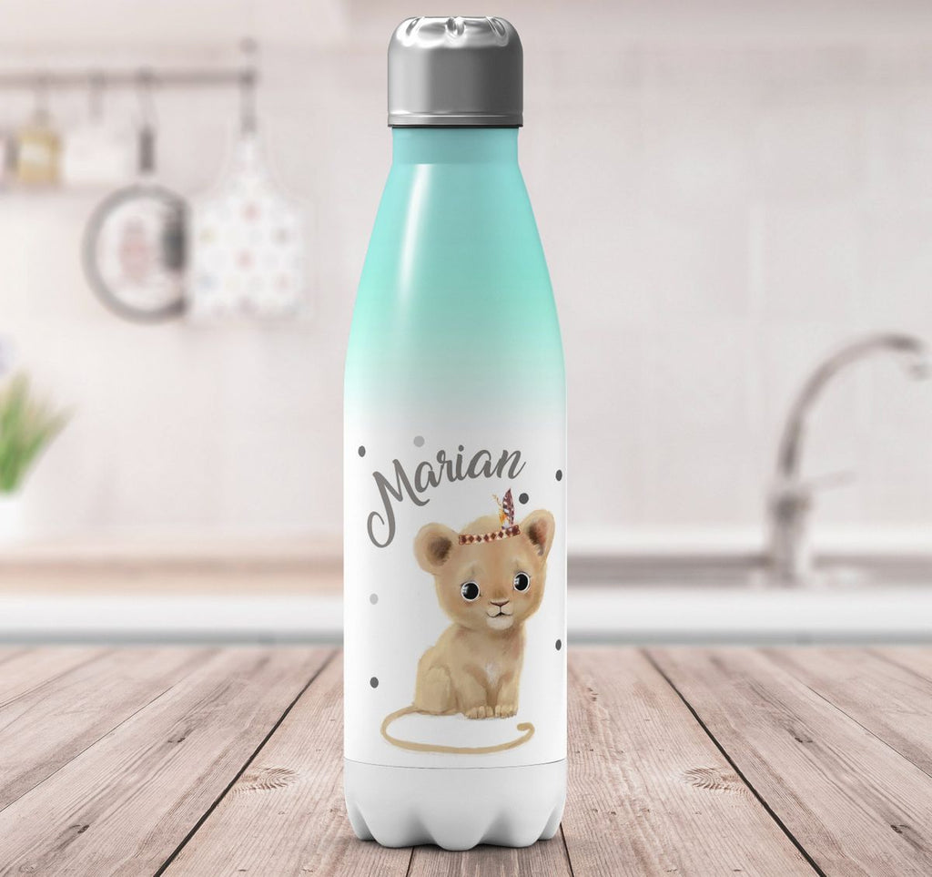 Thermo Trinkflasche Baby Löwe mit Namen - von Mikalino