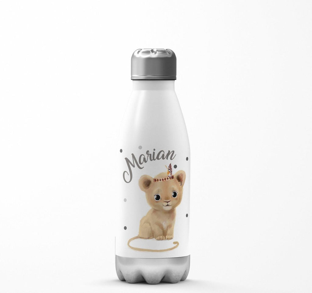 Thermo Trinkflasche Baby Löwe mit Namen - von Mikalino