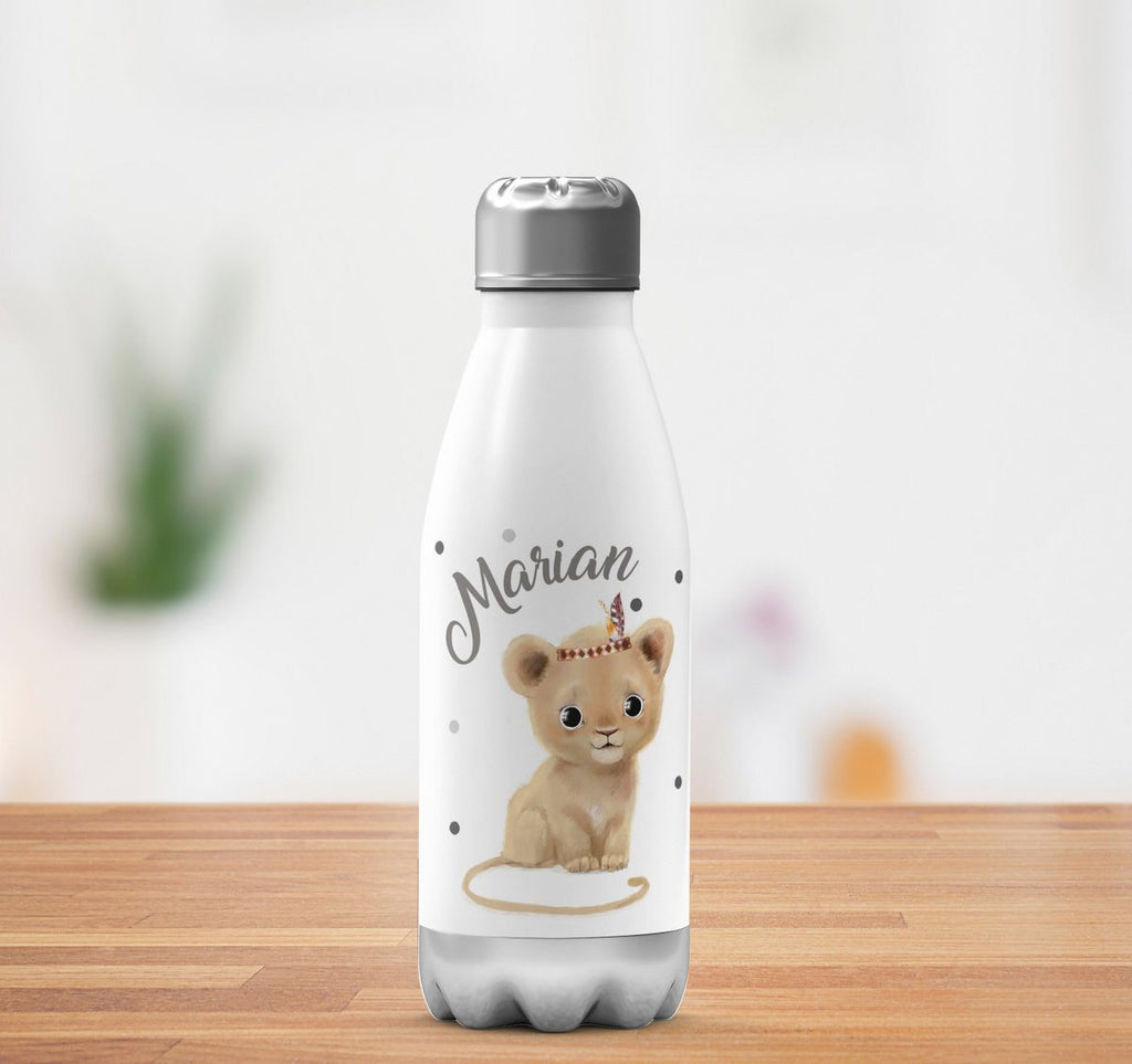 Thermo Trinkflasche Baby Löwe mit Namen - von Mikalino