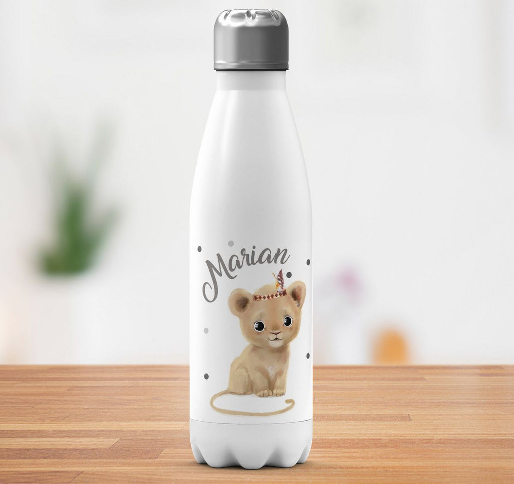 Thermo Trinkflasche Baby Löwe mit Namen - von Mikalino