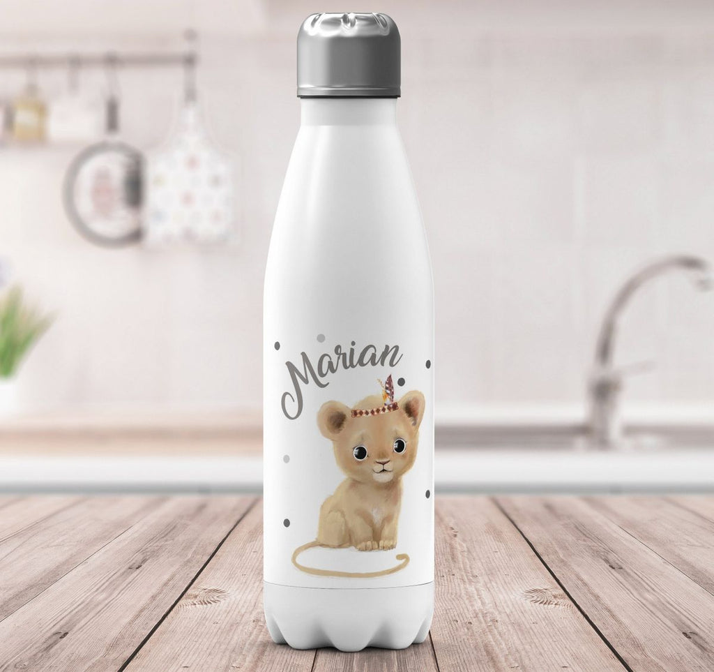 Thermo Trinkflasche Baby Löwe mit Namen - von Mikalino