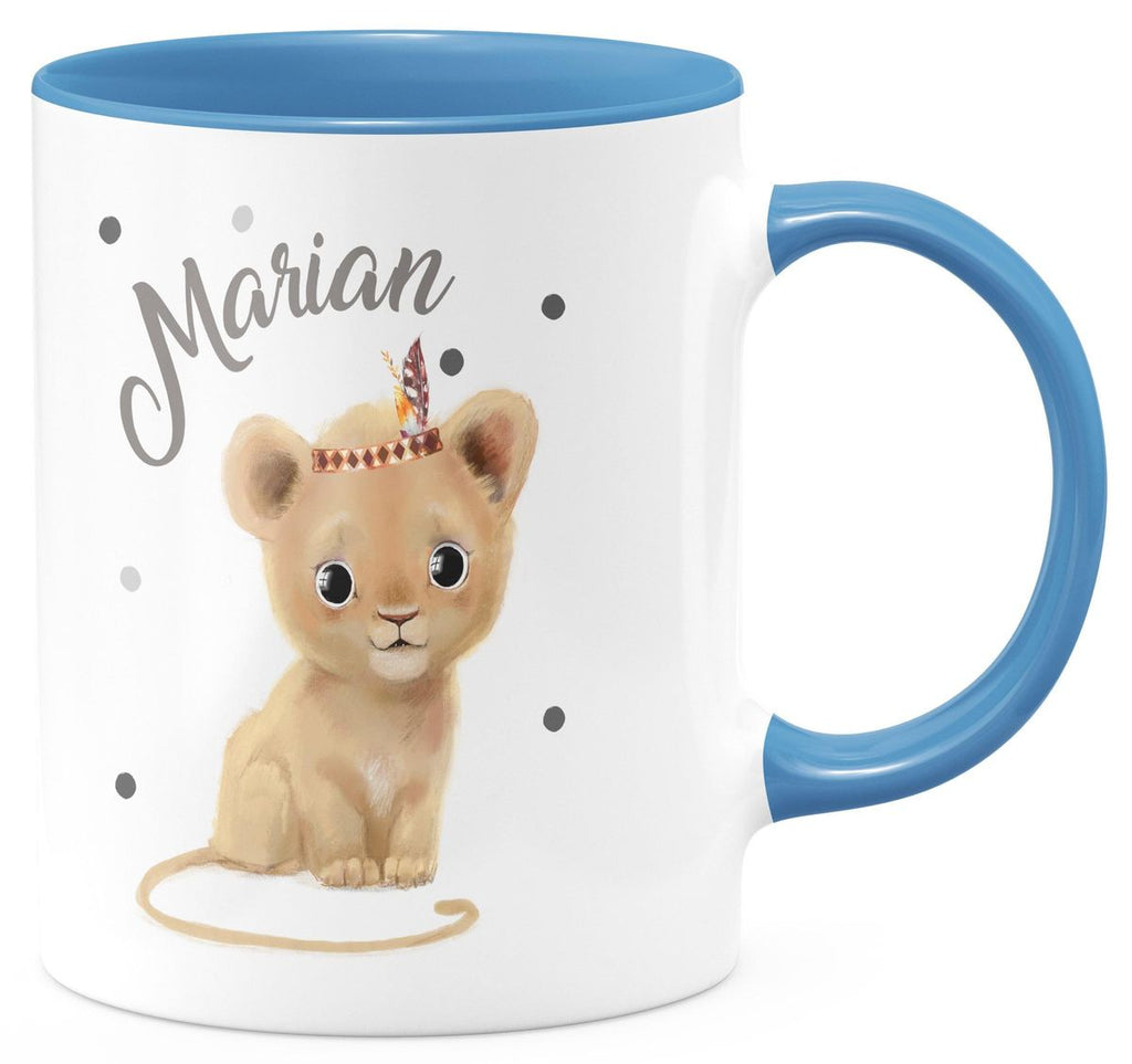 Keramik Tasse Baby Löwe mit Namen - von Mikalino