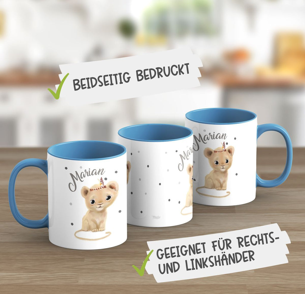 Keramik Tasse Baby Löwe mit Namen - von Mikalino