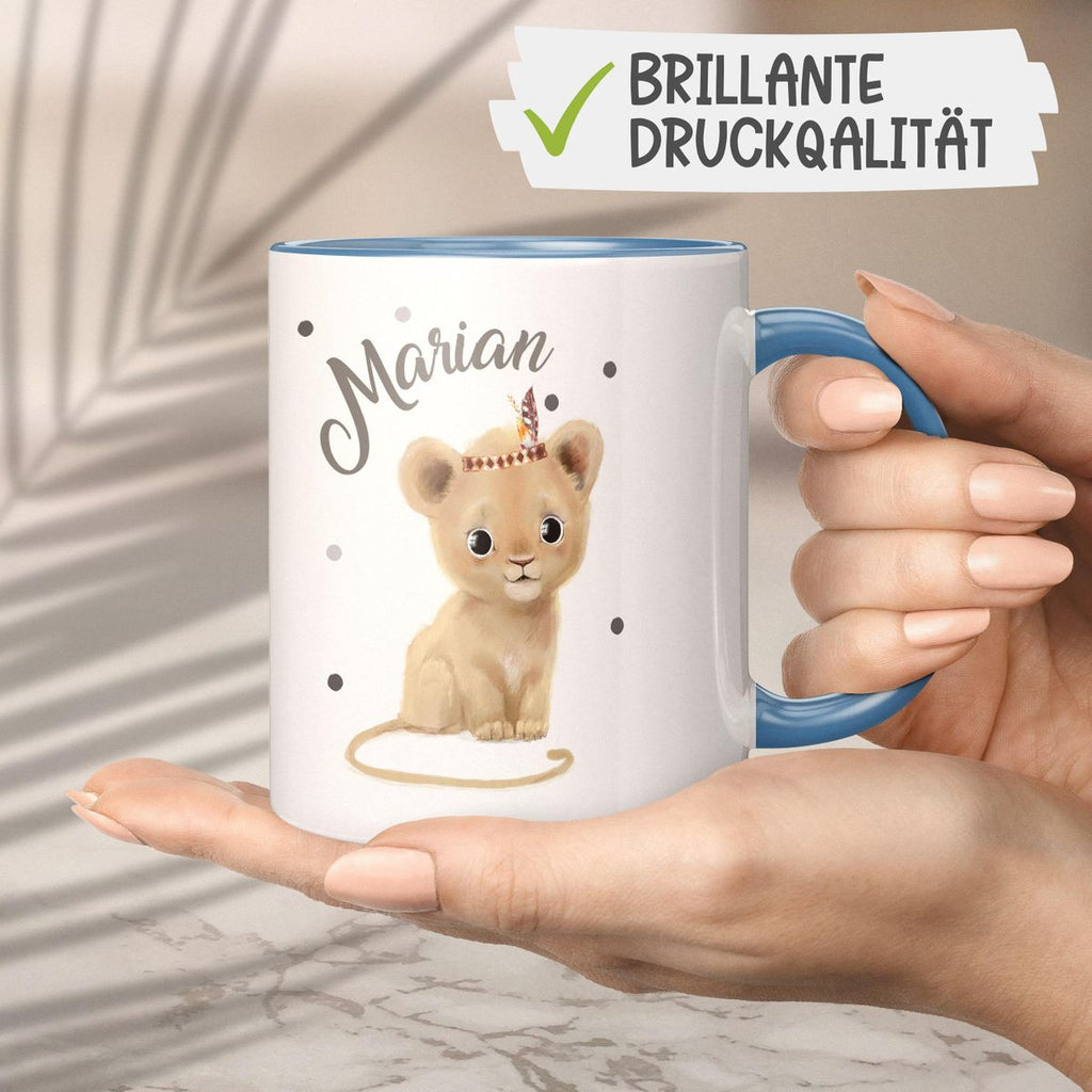 Keramik Tasse Baby Löwe mit Namen - von Mikalino