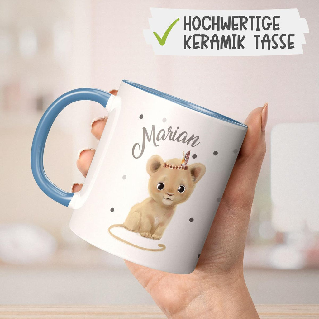 Keramik Tasse Baby Löwe mit Namen - von Mikalino