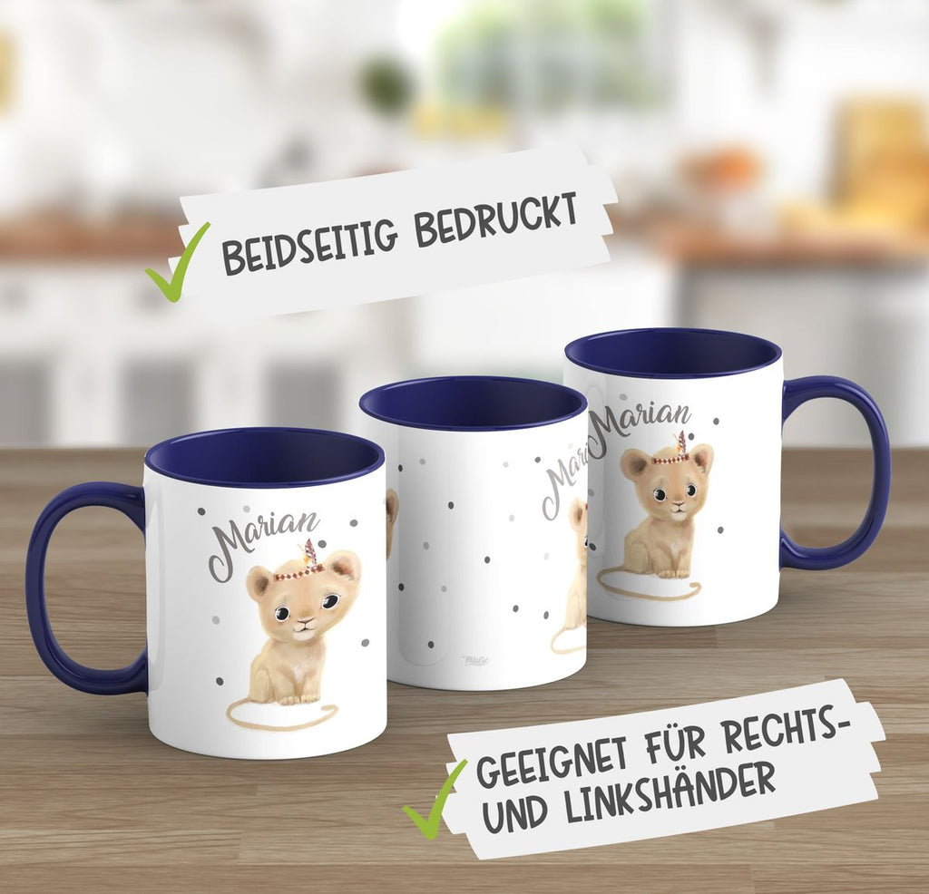 Keramik Tasse Baby Löwe mit Namen - von Mikalino