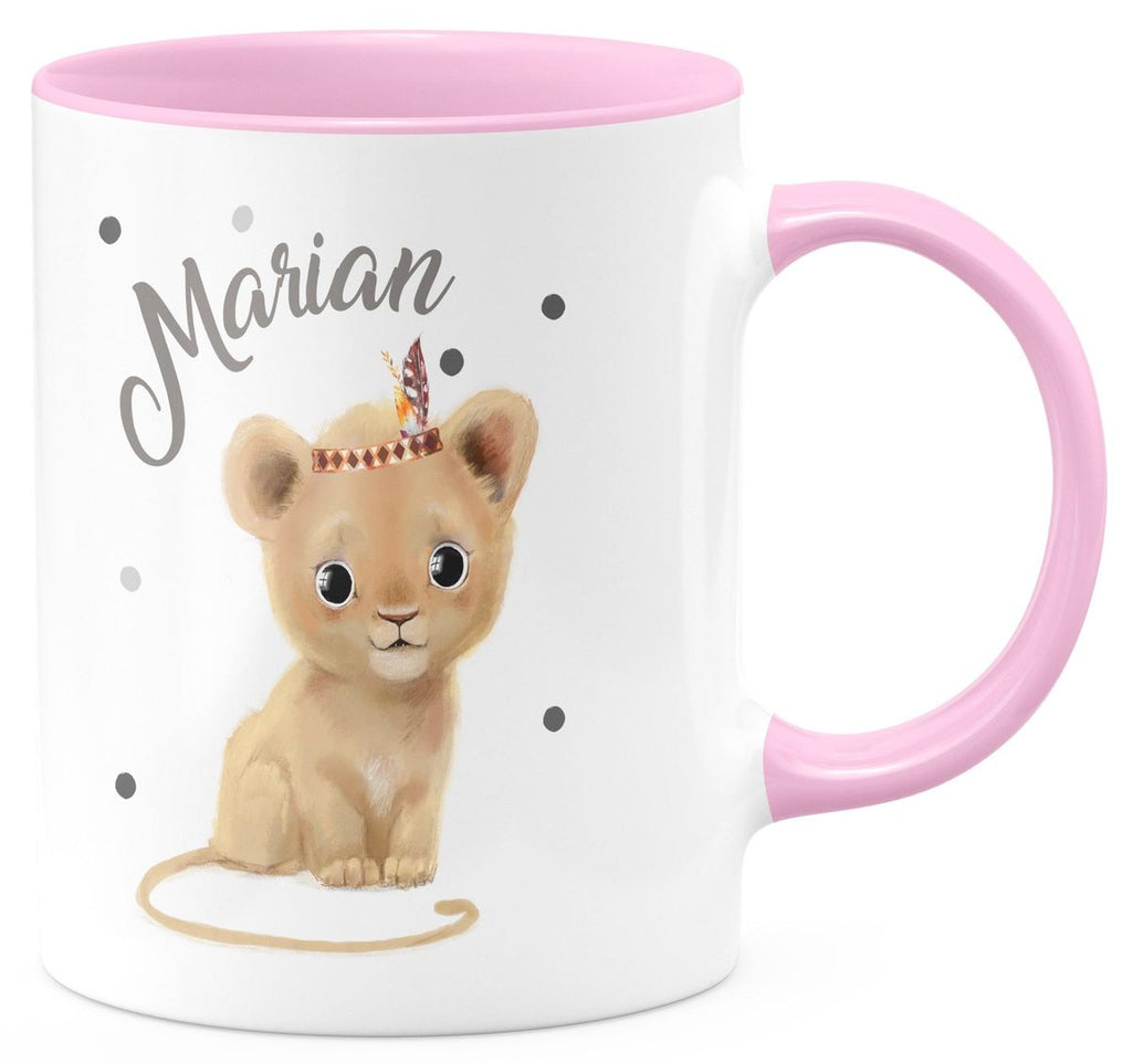 Keramik Tasse Baby Löwe mit Namen - von Mikalino