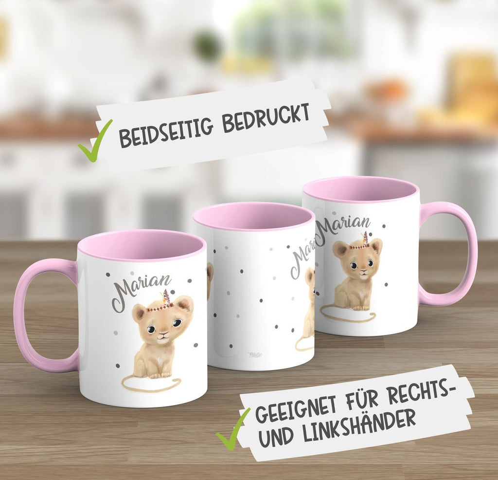 Keramik Tasse Baby Löwe mit Namen - von Mikalino