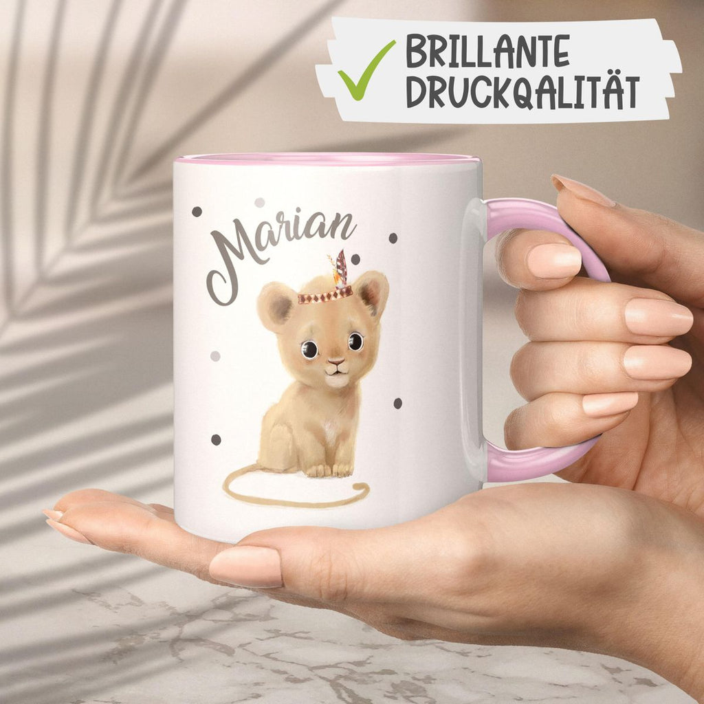 Keramik Tasse Baby Löwe mit Namen - von Mikalino