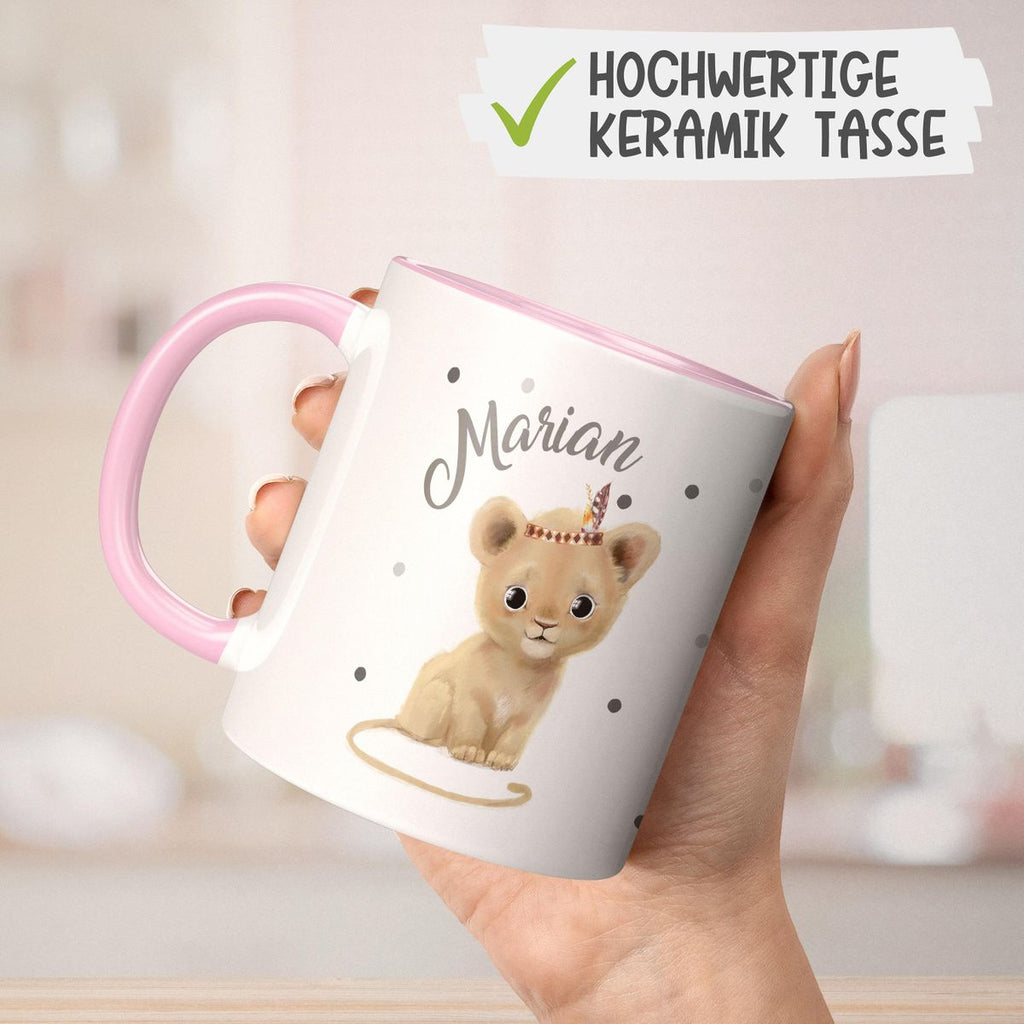 Keramik Tasse Baby Löwe mit Namen - von Mikalino