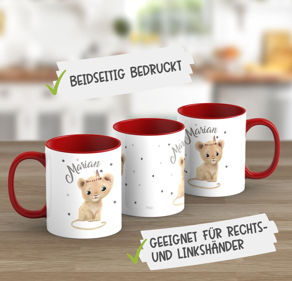 Keramik Tasse Baby Löwe mit Namen - von Mikalino