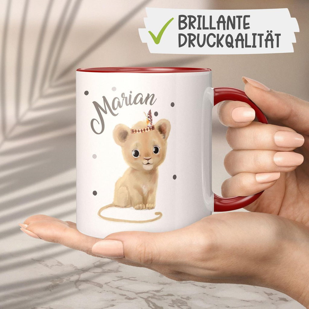 Keramik Tasse Baby Löwe mit Namen - von Mikalino