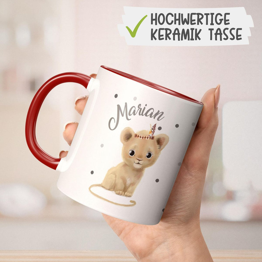 Keramik Tasse Baby Löwe mit Namen - von Mikalino