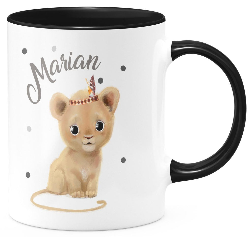 Keramik Tasse Baby Löwe mit Namen - von Mikalino