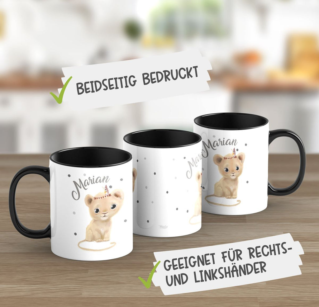 Keramik Tasse Baby Löwe mit Namen - von Mikalino