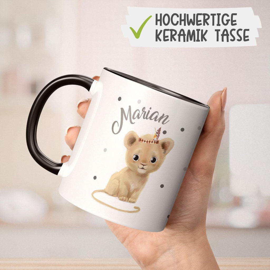 Keramik Tasse Baby Löwe mit Namen - von Mikalino