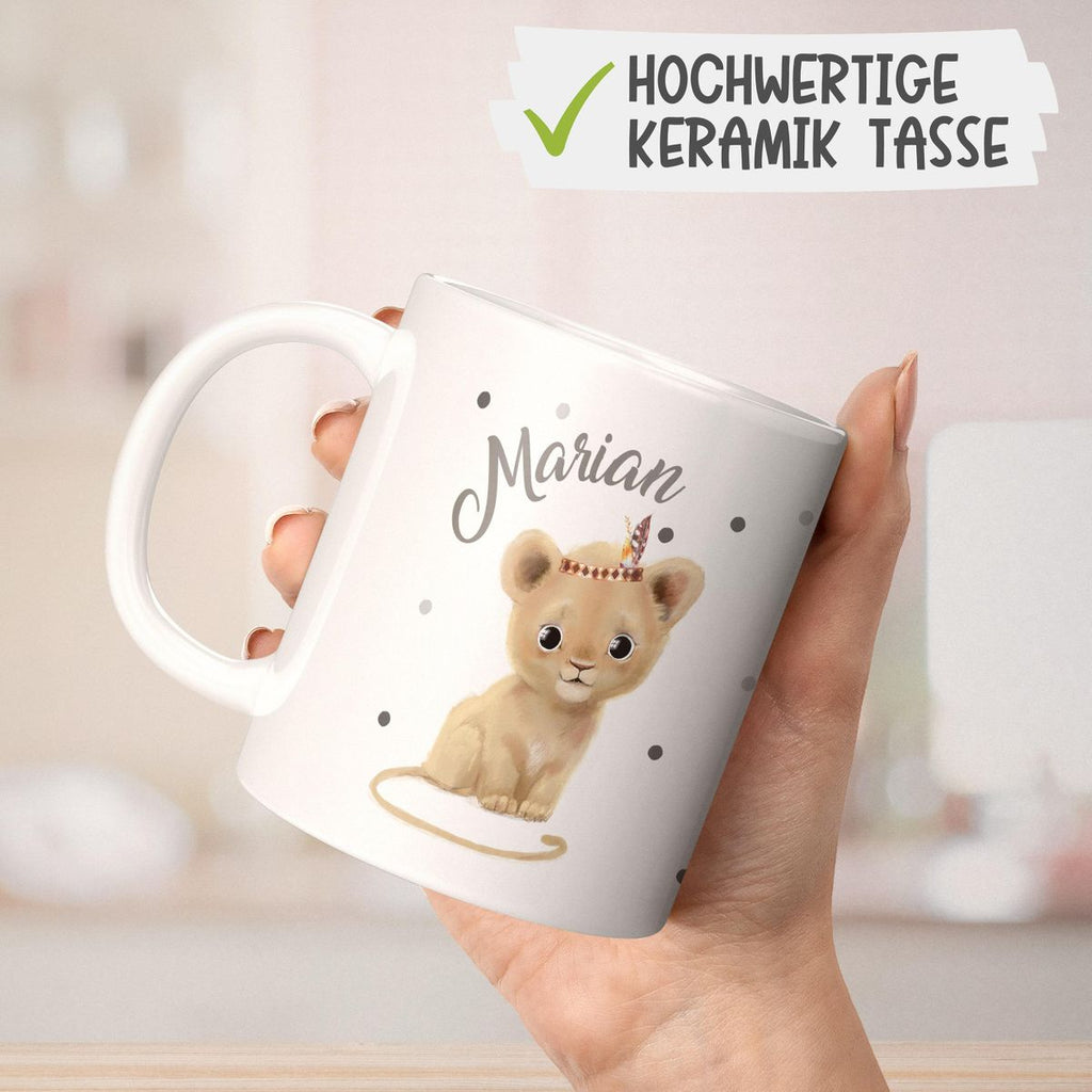 Keramik Tasse Baby Löwe mit Namen - von Mikalino