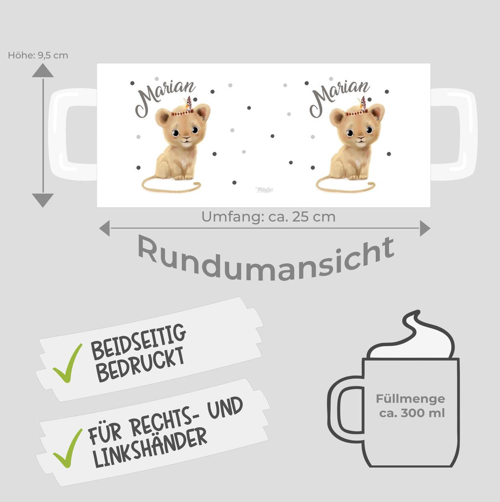 Keramik Tasse Baby Löwe mit Namen - von Mikalino