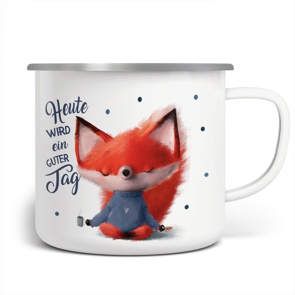 Emaille Tasse Fuchs Heute wird ein guter Tag - von Mikalino