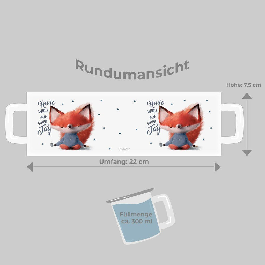 Emaille Tasse Fuchs Heute wird ein guter Tag - von Mikalino