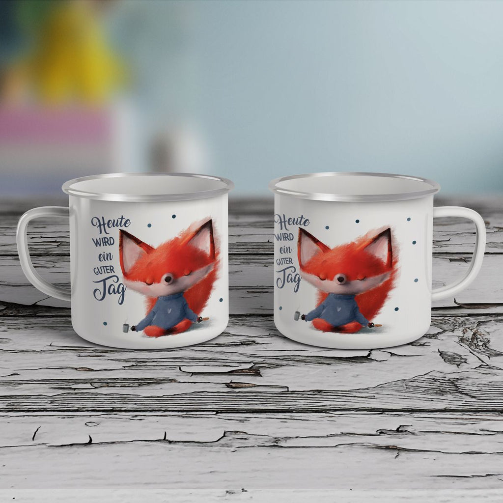 Emaille Tasse Fuchs Heute wird ein guter Tag - von Mikalino