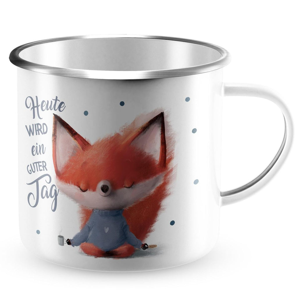 Emaille Tasse Fuchs Heute wird ein guter Tag - von Mikalino