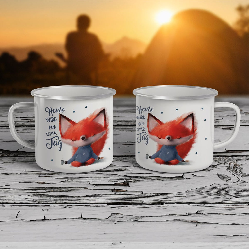 Emaille Tasse Fuchs Heute wird ein guter Tag - von Mikalino