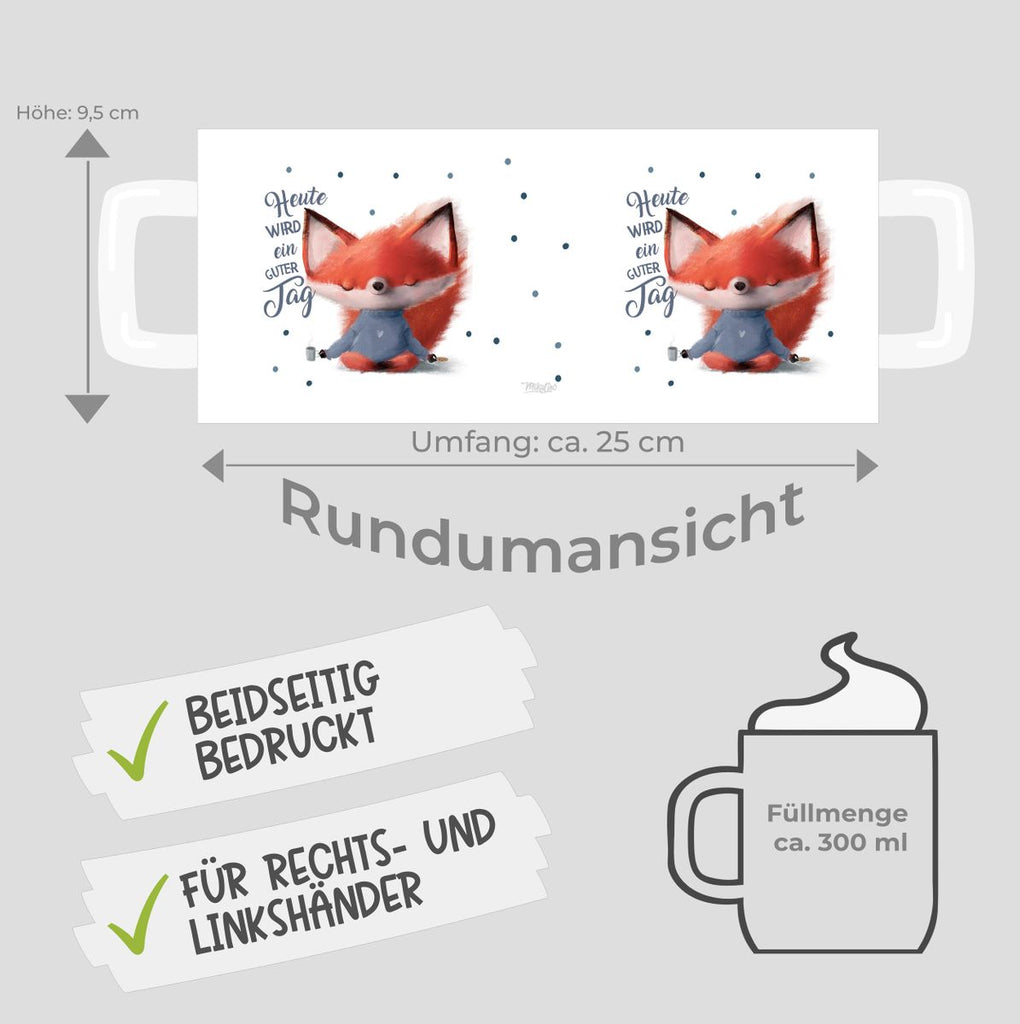 Keramik Tasse Fuchs Heute wird ein guter Tag - von Mikalino