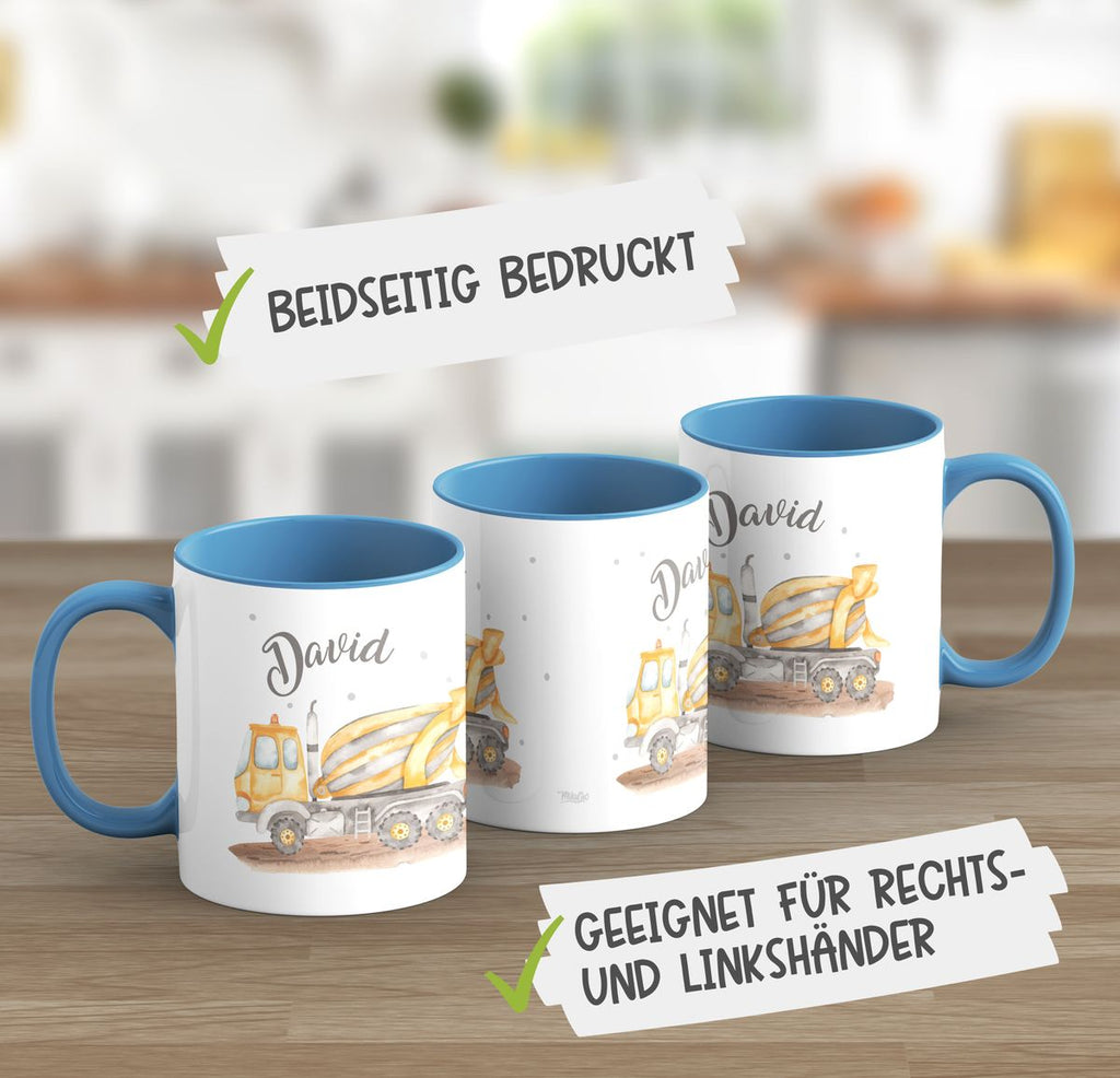 Keramik Tasse Betonmischer mit Namen - von Mikalino