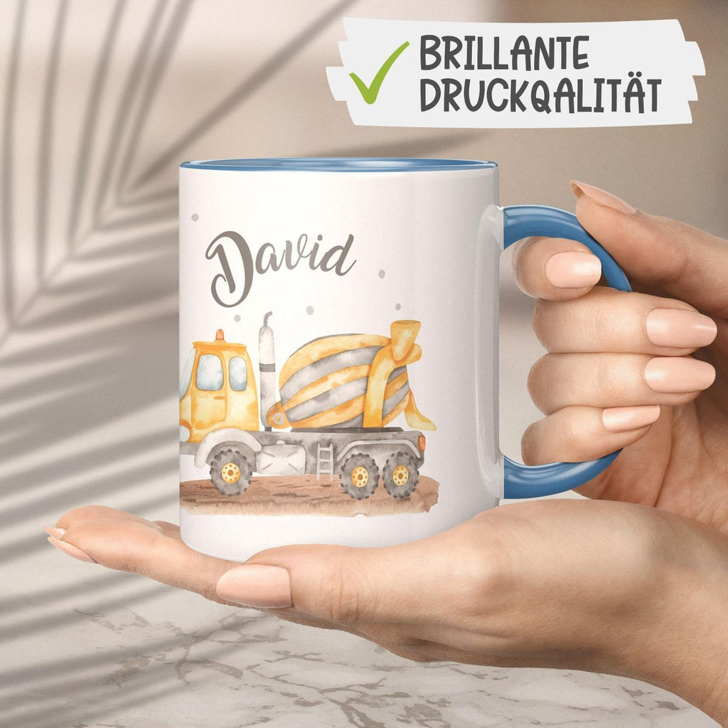 Keramik Tasse Betonmischer mit Namen - von Mikalino