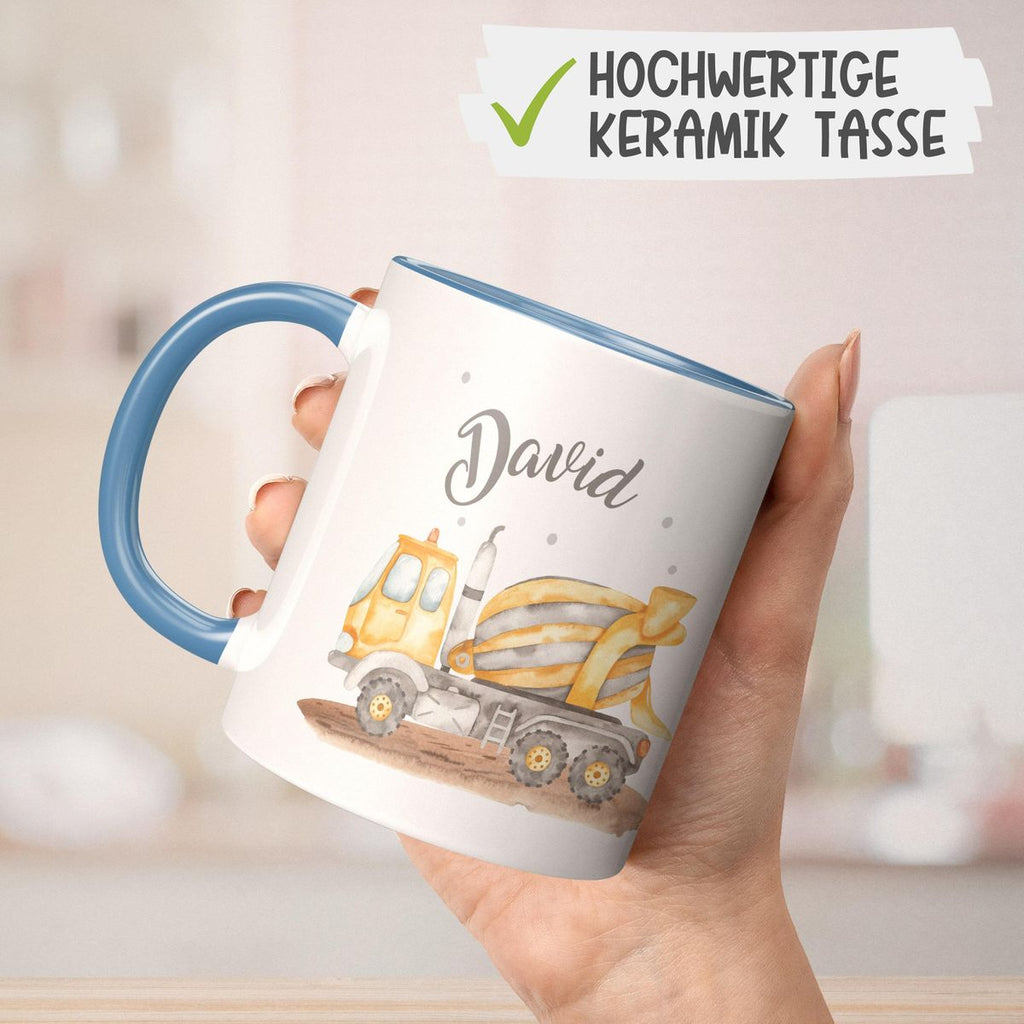 Keramik Tasse Betonmischer mit Namen - von Mikalino