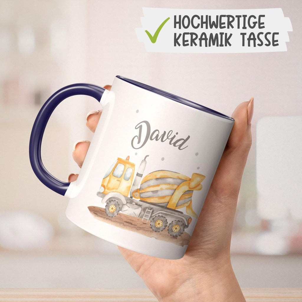 Keramik Tasse Betonmischer mit Namen - von Mikalino