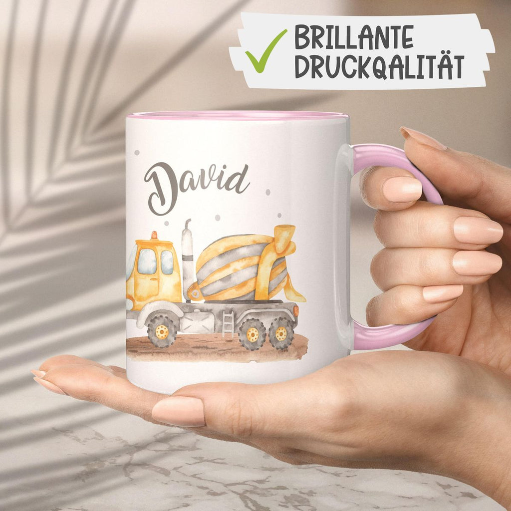 Keramik Tasse Betonmischer mit Namen - von Mikalino