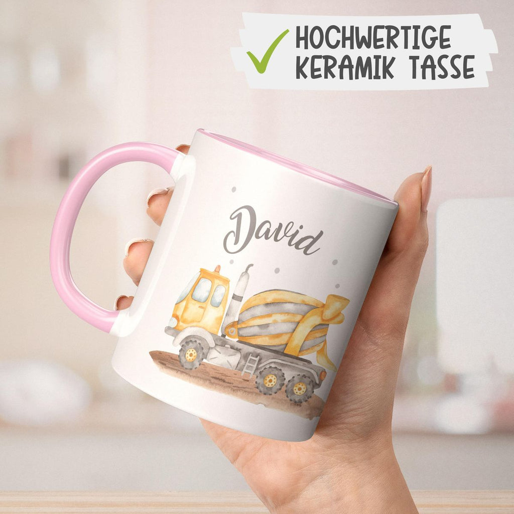 Keramik Tasse Betonmischer mit Namen - von Mikalino