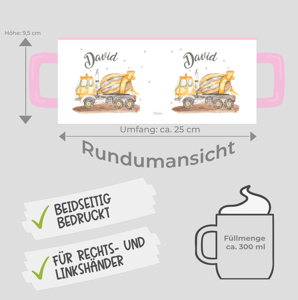 Keramik Tasse Betonmischer mit Namen - von Mikalino