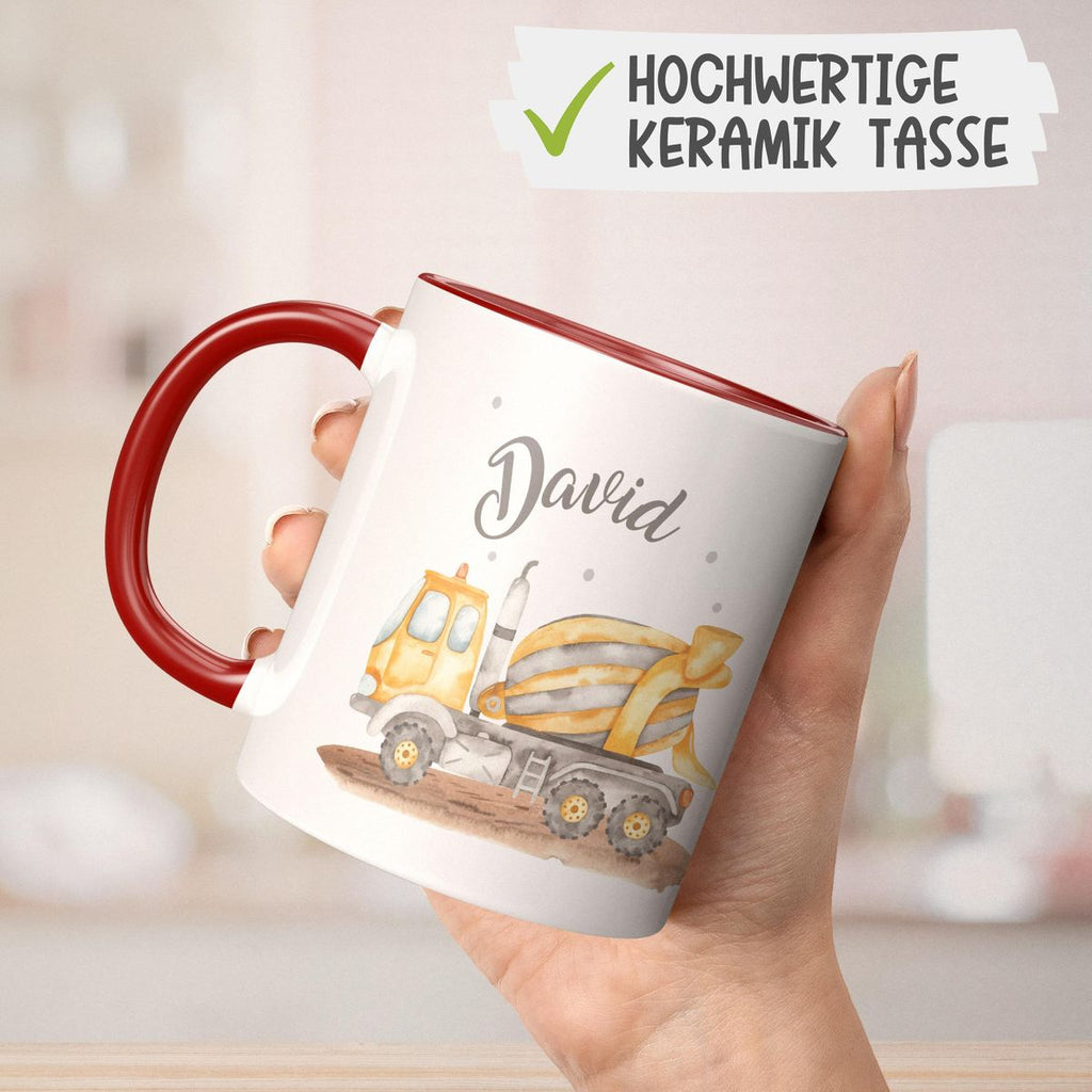 Keramik Tasse Betonmischer mit Namen - von Mikalino