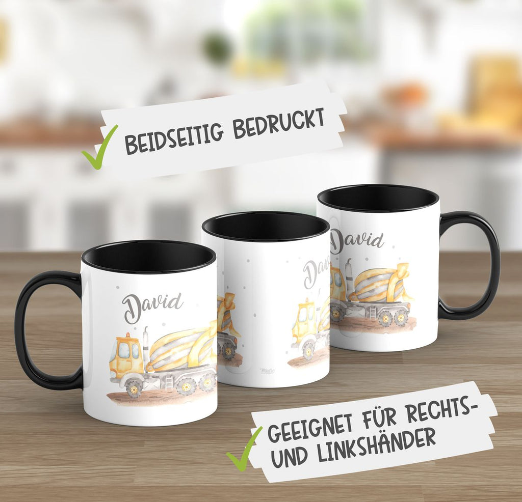 Keramik Tasse Betonmischer mit Namen - von Mikalino